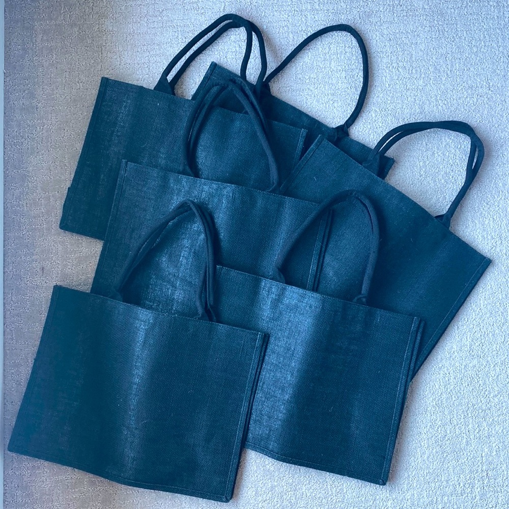 Black Burlap Totes
